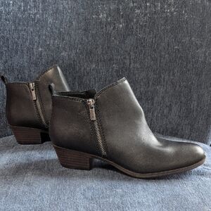 Lucky Brand Black Ankle Booties with Side Zipper Detail